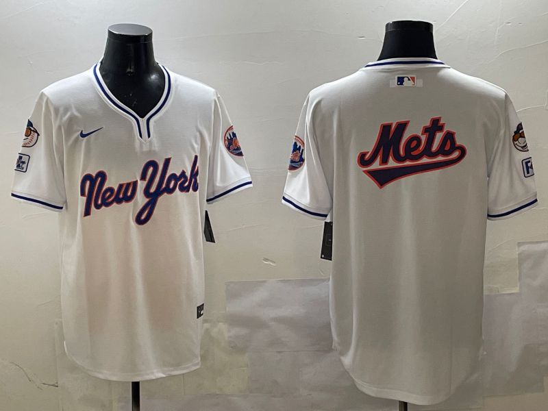 Men New York Mets Blank White Throwback Game 2025 Nike MLB Jersey style 3->new york mets->MLB Jersey